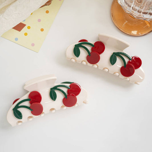 Cute 3D Cherry Hair Clip, Acetate Fruit Hair Accessory: Cherry
