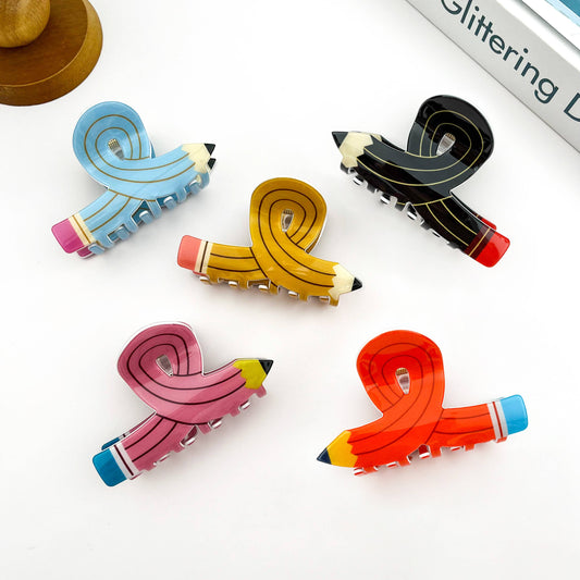 Pencil Claw Clip, Playful Stationery-Inspired Hair Clip: Pink