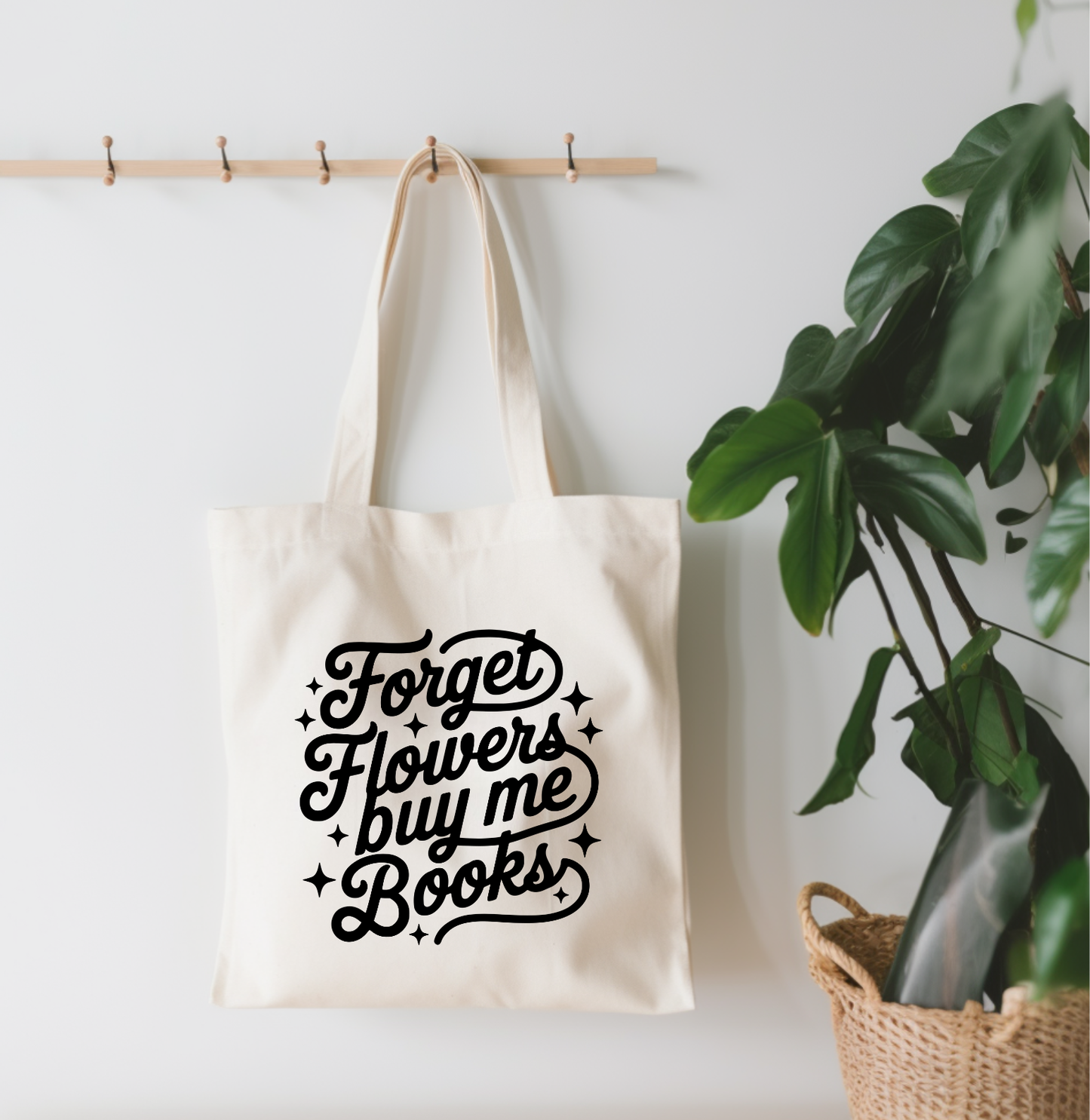 Forget Flowers Buy Me Books Canvas Tote Bag