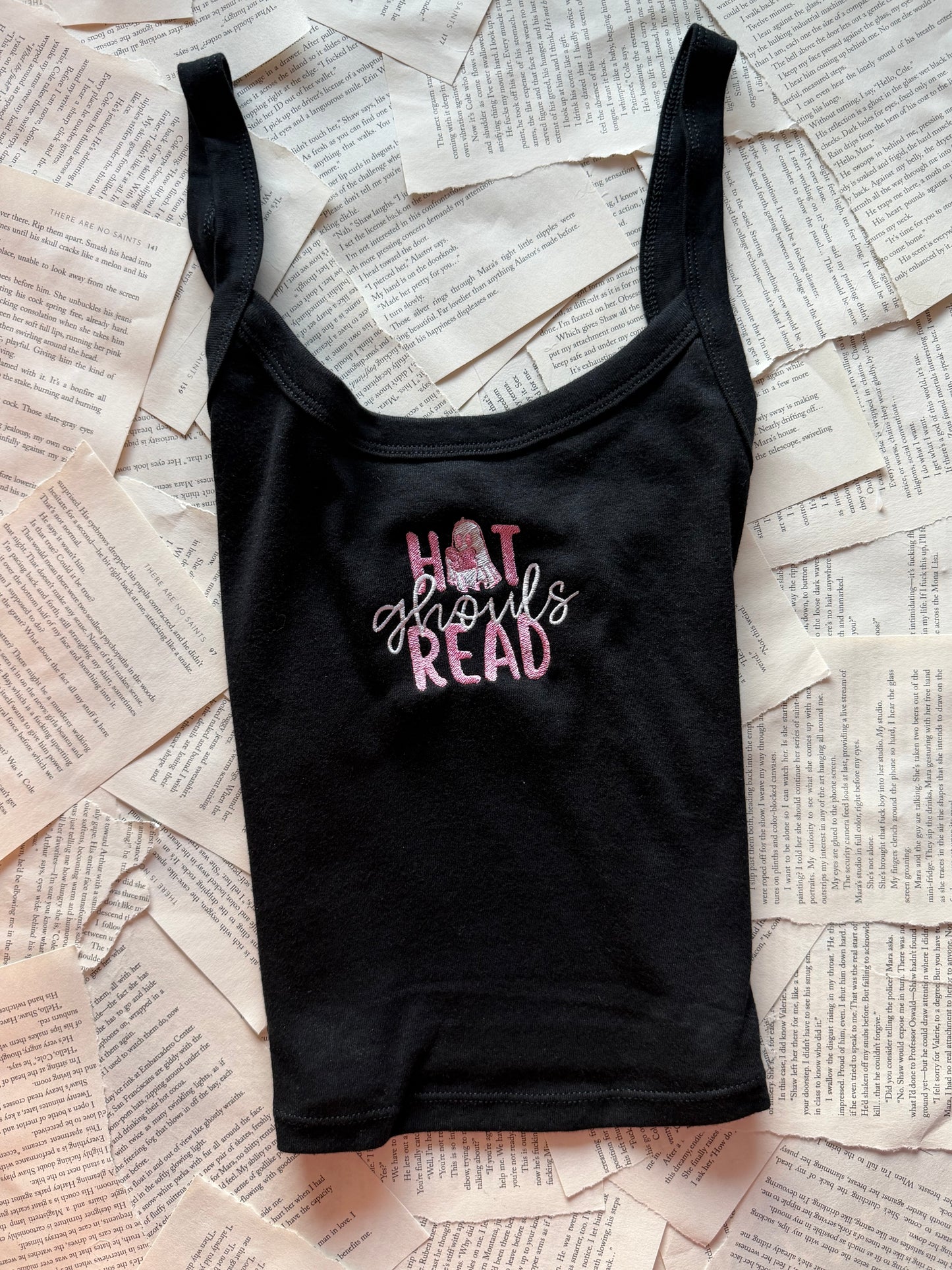 Hot Gouhls Read Embroidered Cropped Tank