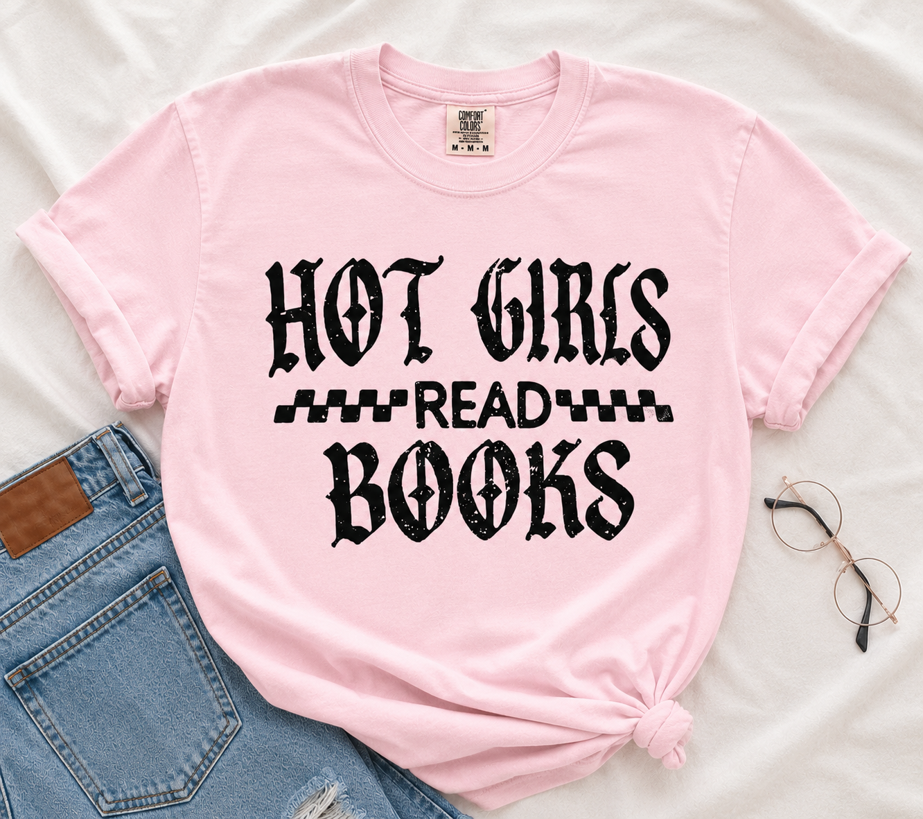 Hot Girls Read Books Pink Tee | Book Lover Shirt