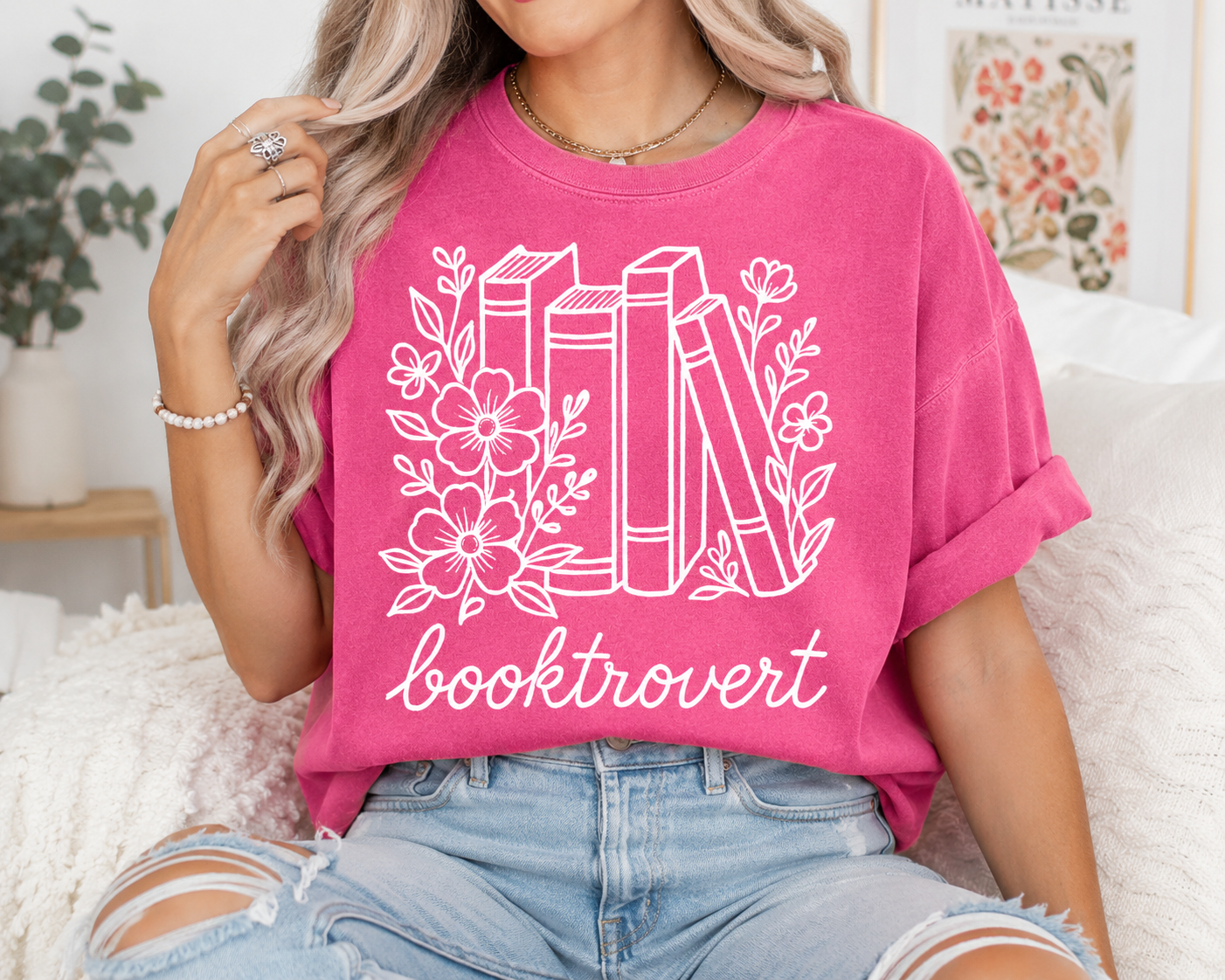 Booktrovert Shirt | Comfort Colors Crunchberry Tee