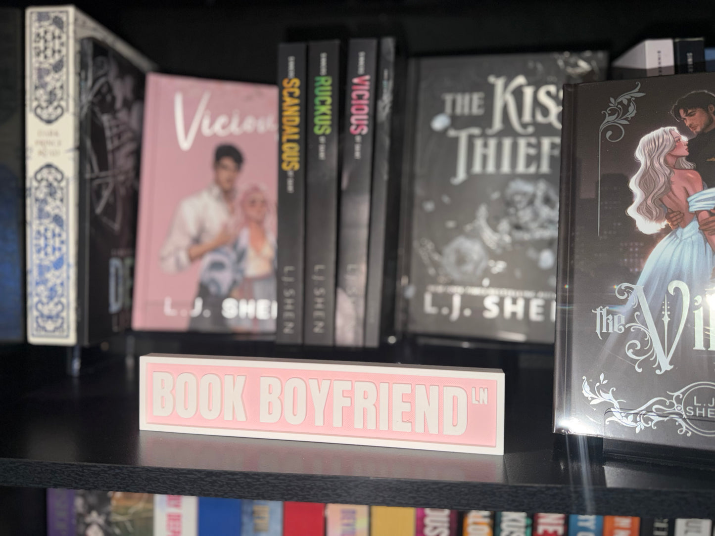 Book Boyfriend | 3D Printed Bookshelf Sign | Bookish Decor