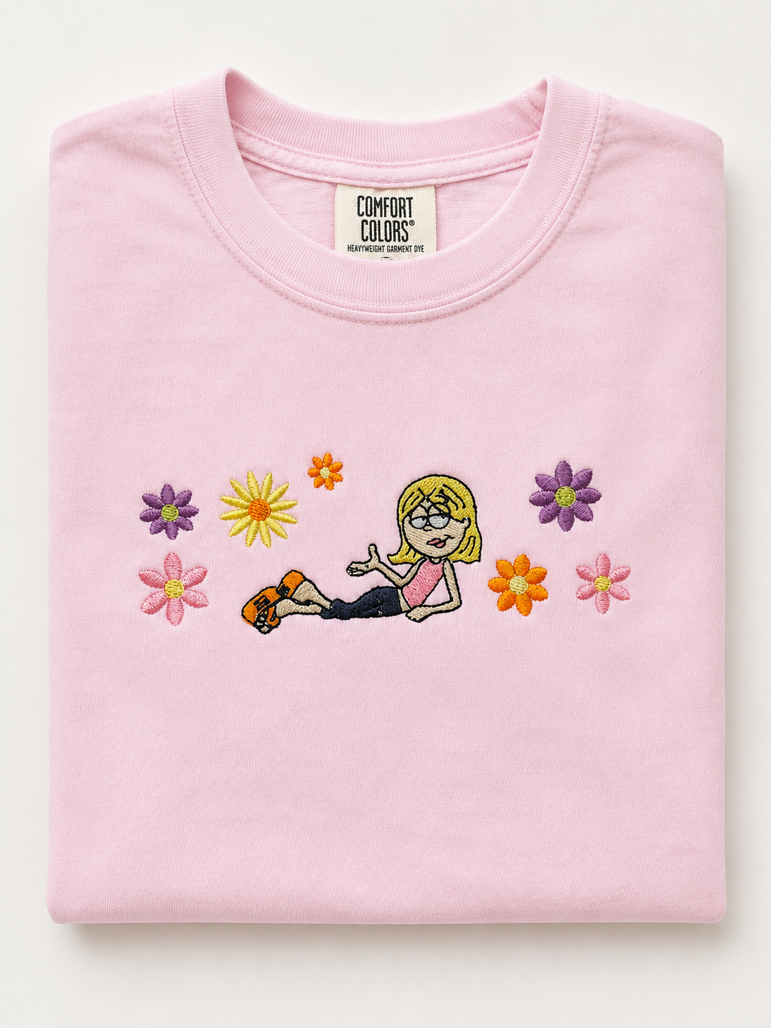 Custom Embroidered Lizzie McGuire Comfort Colors® Blossom Tee | Personalized Character Shirt | Custom Embroidery Gift for Her | Cute Floral Graphic Tee