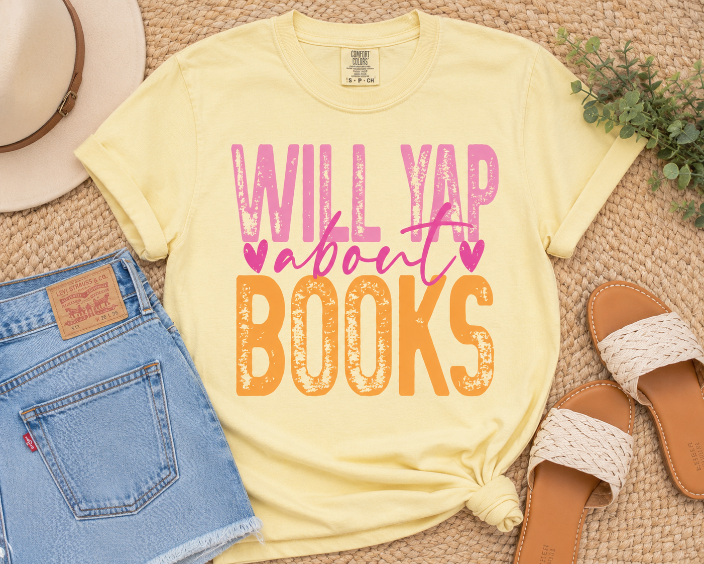 Will Yap About Books Shirt | Comfort Colors Butter Yellow Tee
