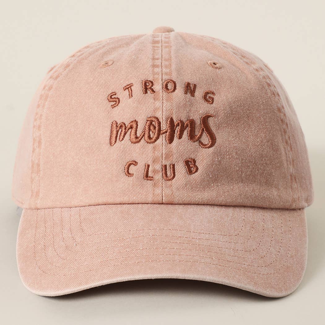Strong Moms Club Embroidered Cotton Baseball Cap: CINNAMON