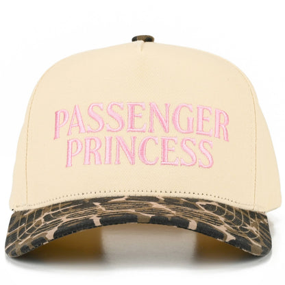 C.C PASSENGER PRINCESS Letter on Two Tone Trucker Hat: Leopard