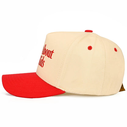 C.C SORRY ABOUT MY KIDS Letter Two Tone Trucker Hat: Black