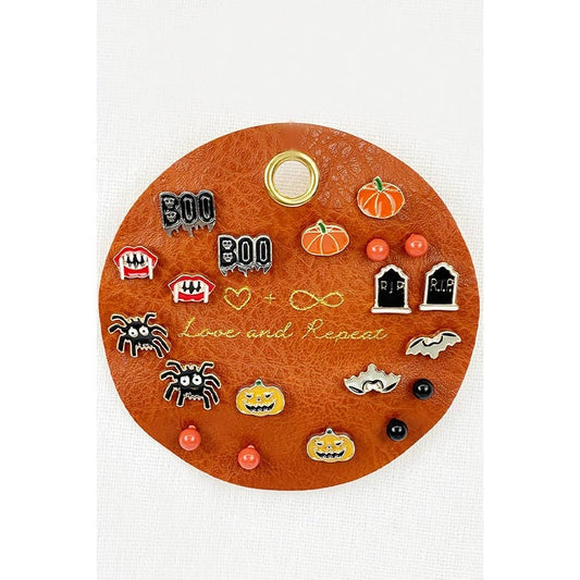 Premium Quality 10 Pairs Halloween Earrings on PU: MIX COLOR / ONE(6)