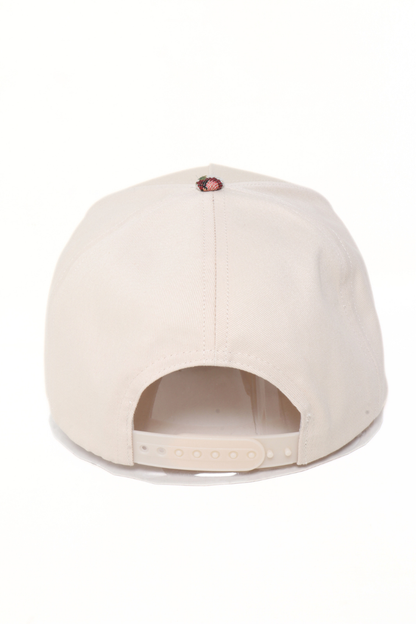 Floral Print Brocade 5 Panels Two Tone Baseball Cap: Beige
