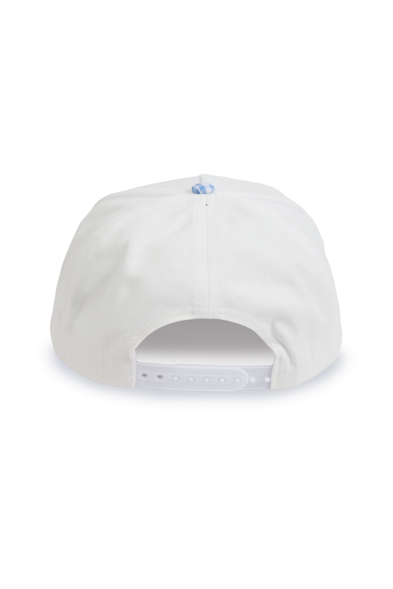 GINGHAM Print Brim Two Tone 5 Panel Cap: Khaki