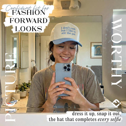 2Tone Cap:I Don’t Cook But I Like To Stir The Pot-Blue/Beige