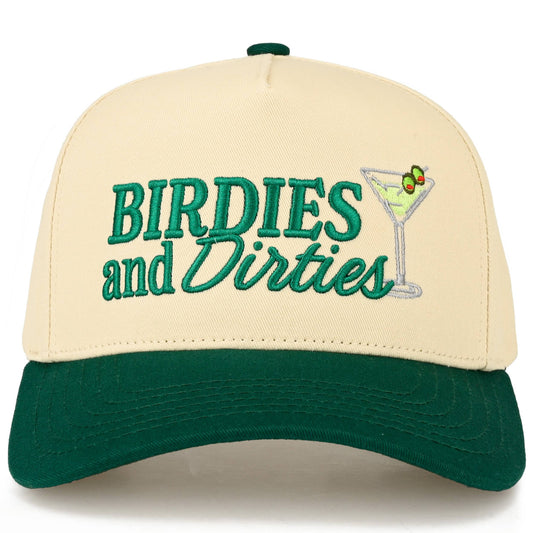 BIRDIES AND DIRTIES Letter on Two Tone Trucker Hat: Dark Green