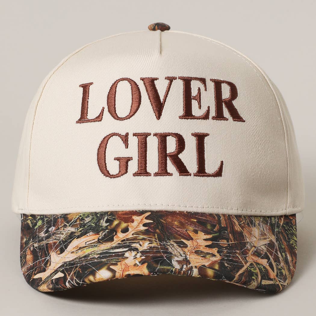 LOVER GIRL Embroidery Camouflage Trucker: CAMOBROWN / One Size