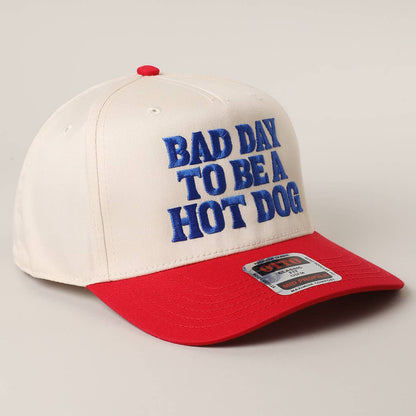 BAD DAY TO BE A HOT DOG Embroidered Trucker Hat : RED/NATL / One Size