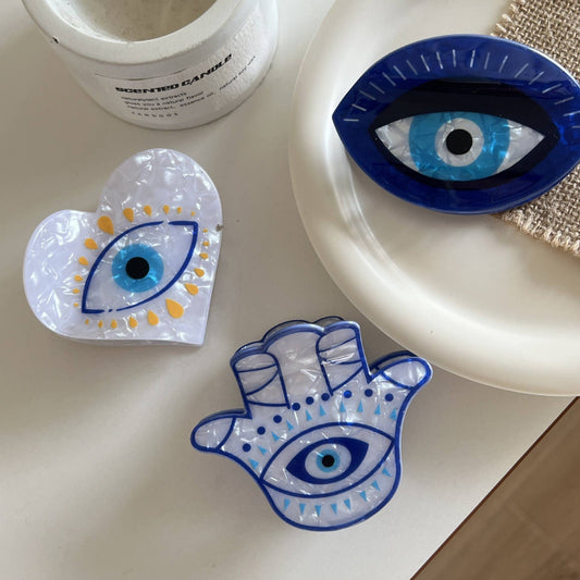 Hamsa Hand & Heart Evil Eye Design Hair Clip: Heart