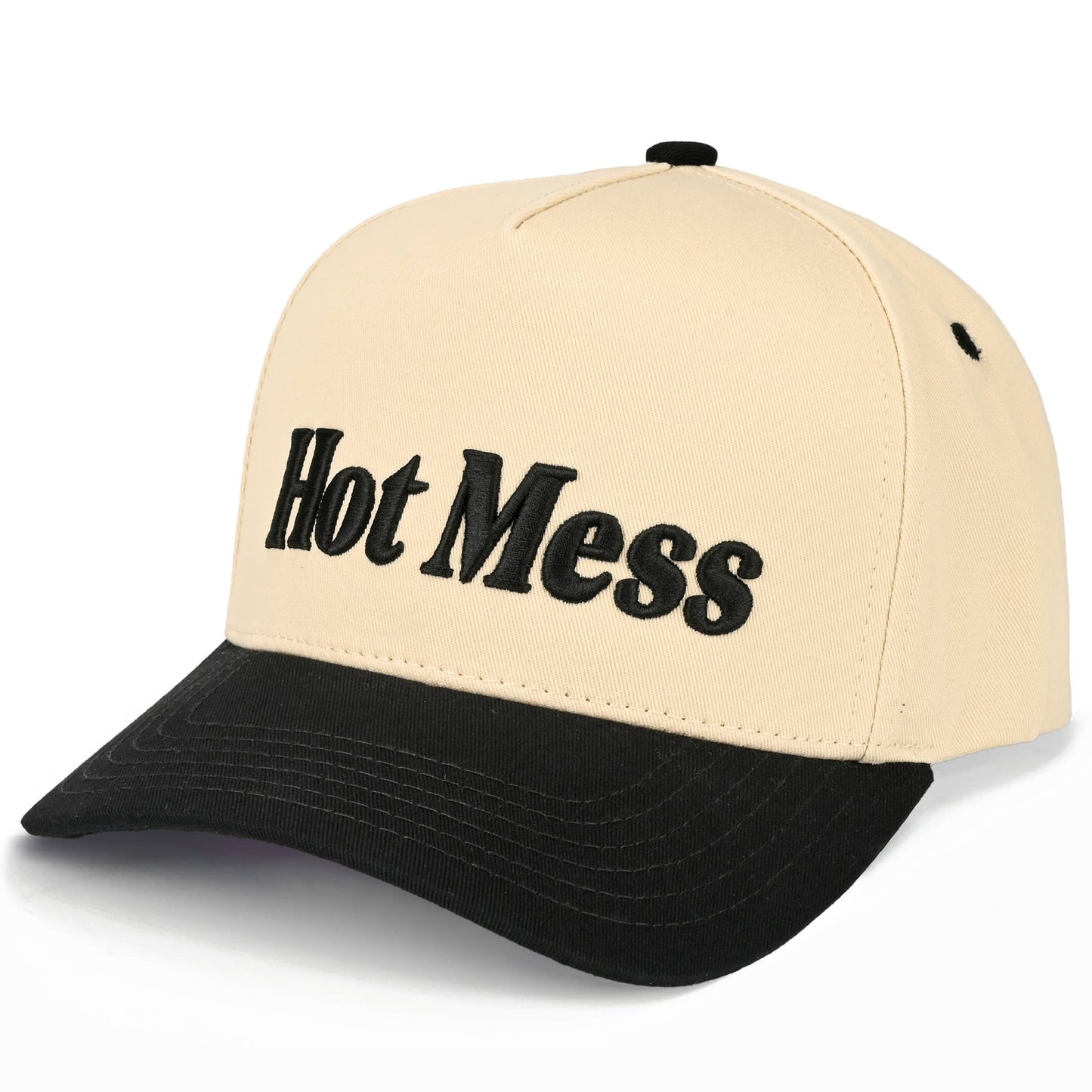 C.C HOT MESS Letter Embroidered on Two Tone Trucker Hat