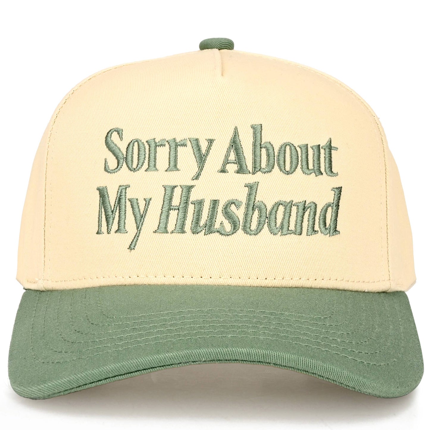 C.C SORRY ABOUT MY HUSBAND Letter Two Tone Trucker Hat: Black