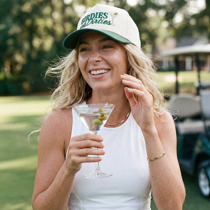BIRDIES AND DIRTIES Letter on Two Tone Trucker Hat: Dark Green