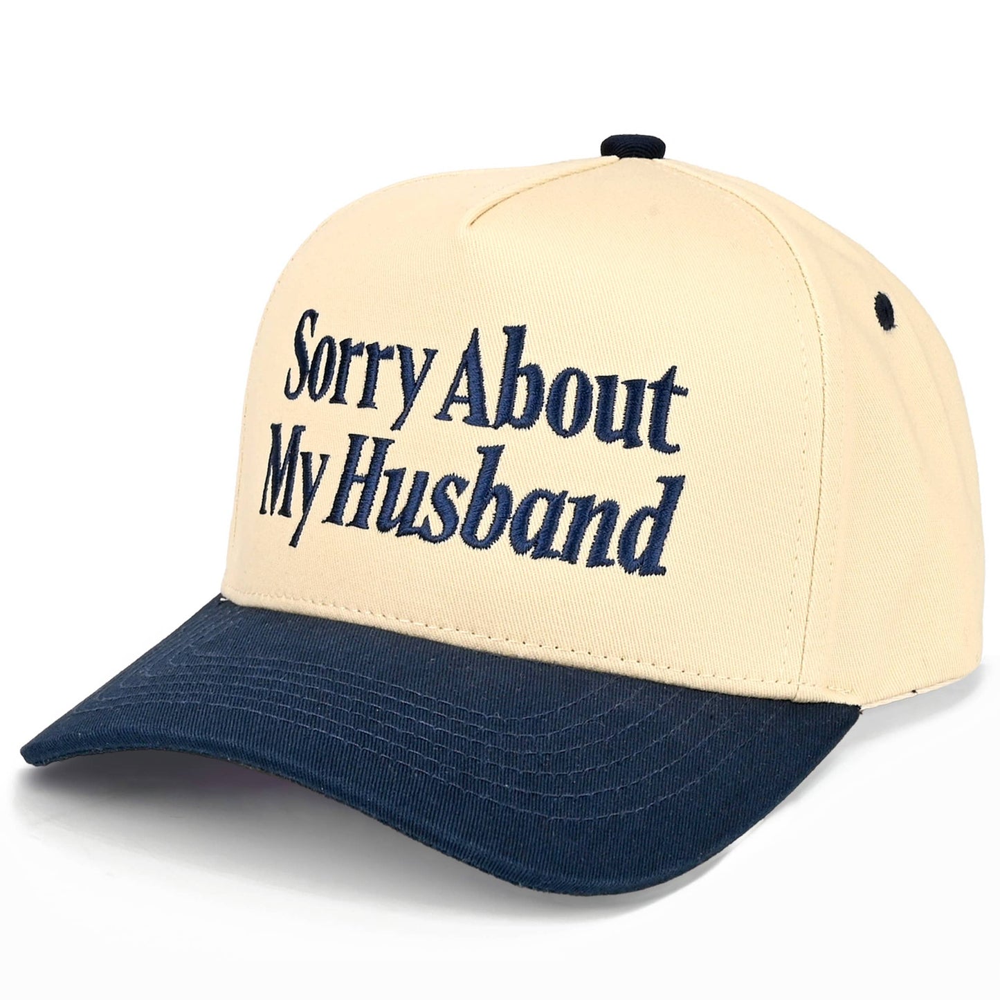 C.C SORRY ABOUT MY HUSBAND Letter Two Tone Trucker Hat: Black