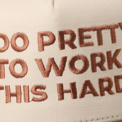 TOO PRETTY TO WORK Embroidery Trucker Hat: LEOPARD / One Size