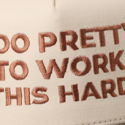 TOO PRETTY TO WORK Embroidery Trucker Hat: LEOPARD / One Size