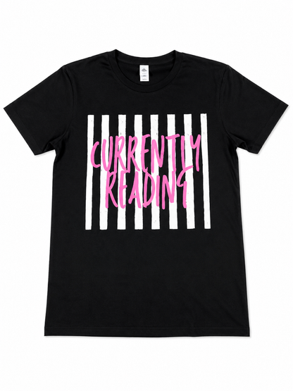 Currently Reading T-Shirt | Pink & Black Book Lover Tee