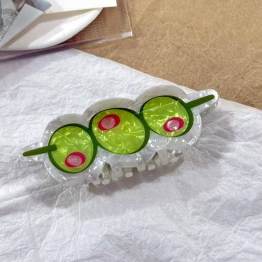 Fun Drink Glass & Cocktail Shaped Hair Claw: Olive