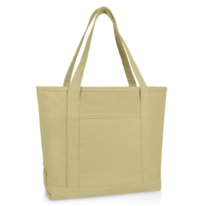 Dalix  20" Solid Color Soft Canvas Tote Bag: Black