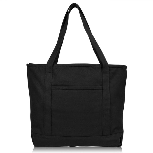Dalix  20" Solid Color Soft Canvas Tote Bag: Black