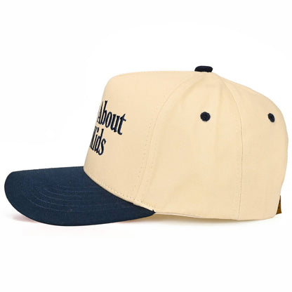 C.C SORRY ABOUT MY KIDS Letter Two Tone Trucker Hat: Black