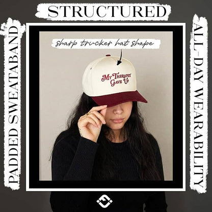 2-Tone Cap - My Therapist Gave Up - Burgundy/Beige