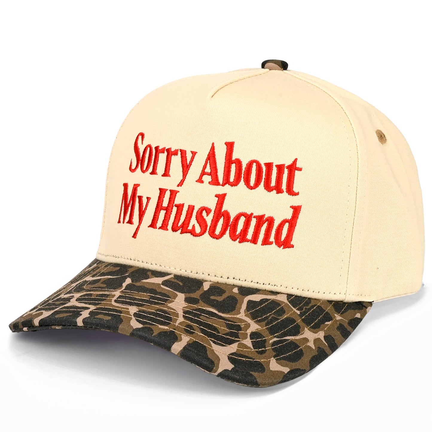C.C SORRY ABOUT MY HUSBAND Letter Two Tone Trucker Hat: Black