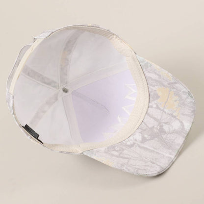 MAMA Letter Embroidery Nature Camo Trucker Hat: BEIGE CAMO / ONE SIZE