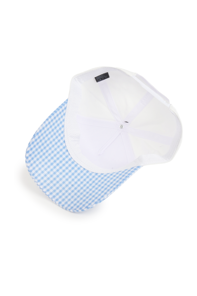 GINGHAM Print Brim Two Tone 5 Panel Cap: Khaki