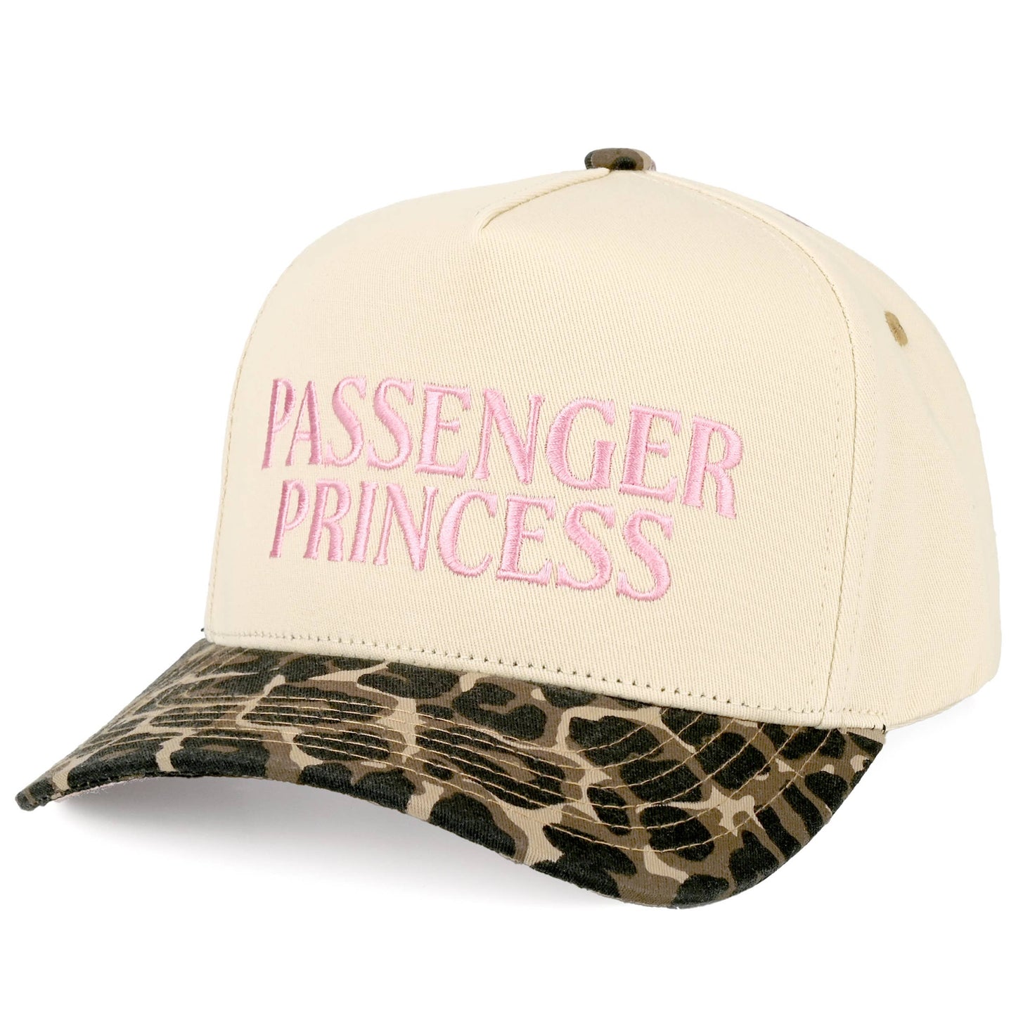 C.C PASSENGER PRINCESS Letter on Two Tone Trucker Hat: Leopard