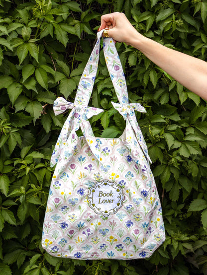 Book Lover Bow Tote: Pink Gingham