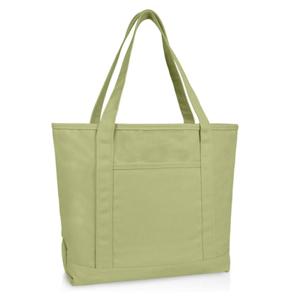 Dalix  20" Solid Color Soft Canvas Tote Bag: Black
