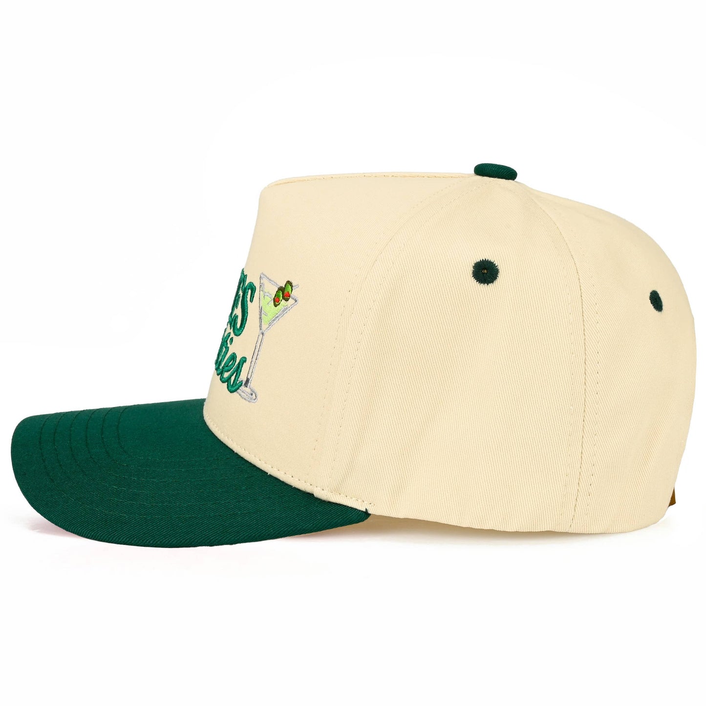 BIRDIES AND DIRTIES Letter on Two Tone Trucker Hat: Dark Green