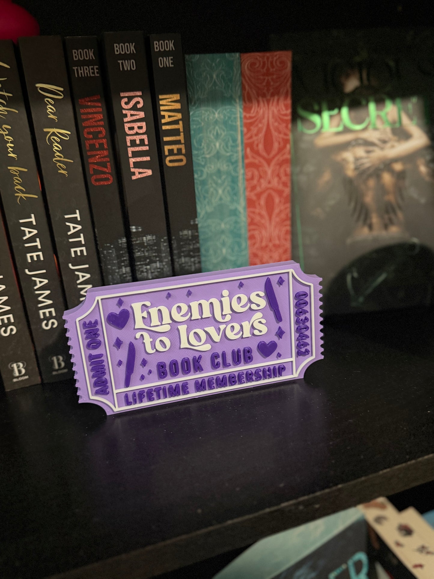 Enemies to Lovers | 3D Printed Bookshelf Sign | Bookish Decor