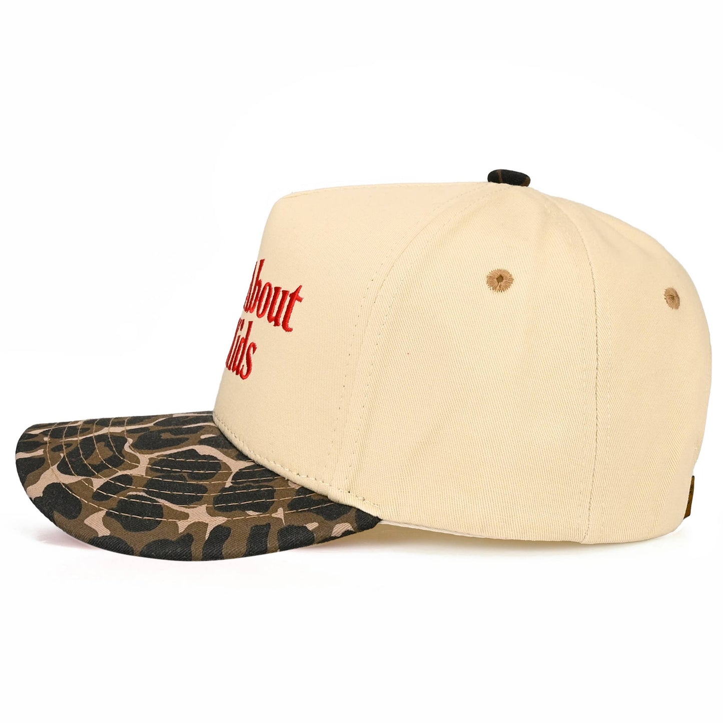 C.C SORRY ABOUT MY KIDS Letter Two Tone Trucker Hat: Black