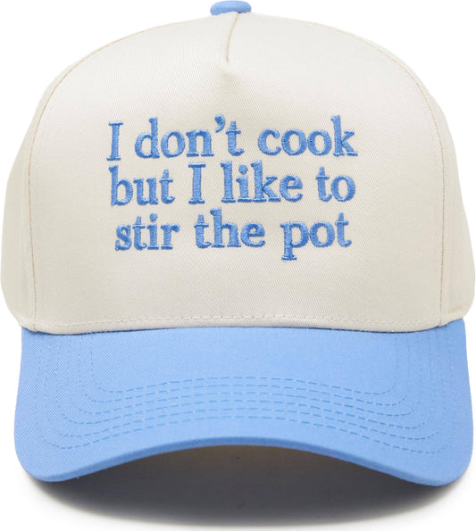 2Tone Cap:I Don’t Cook But I Like To Stir The Pot-Blue/Beige