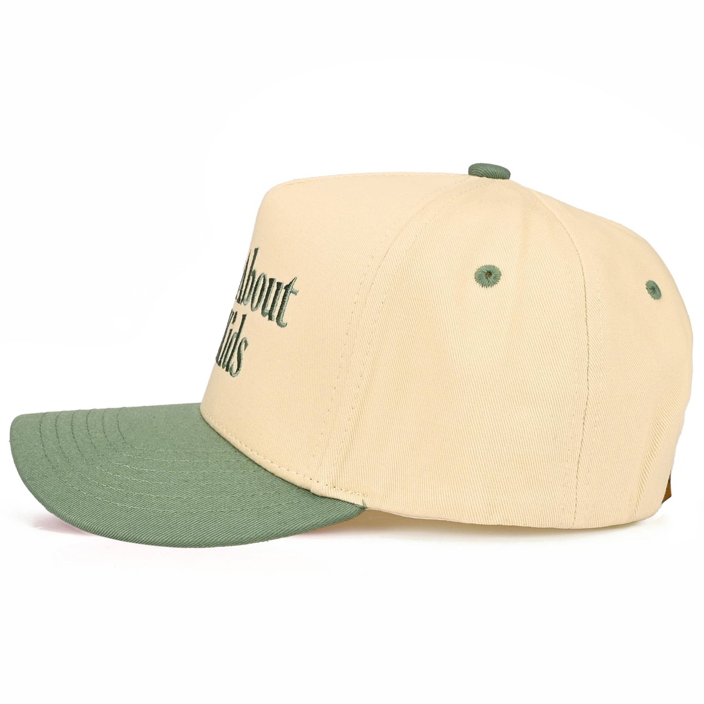C.C SORRY ABOUT MY KIDS Letter Two Tone Trucker Hat: Black