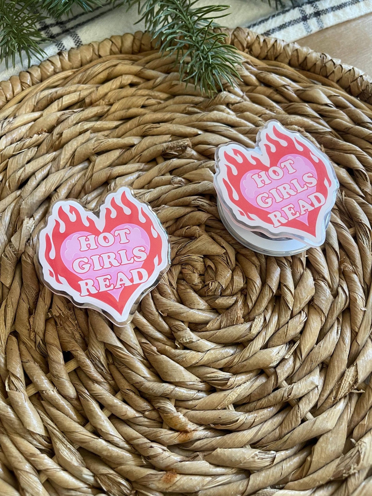 Hot Girls Read Heart Kindle Grip | Magnetic or Sticker: Sticker