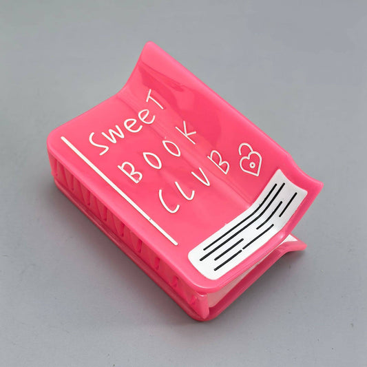 Fun “Sweet Book Club”  Book - Shaped Style Hair Claw: Pink