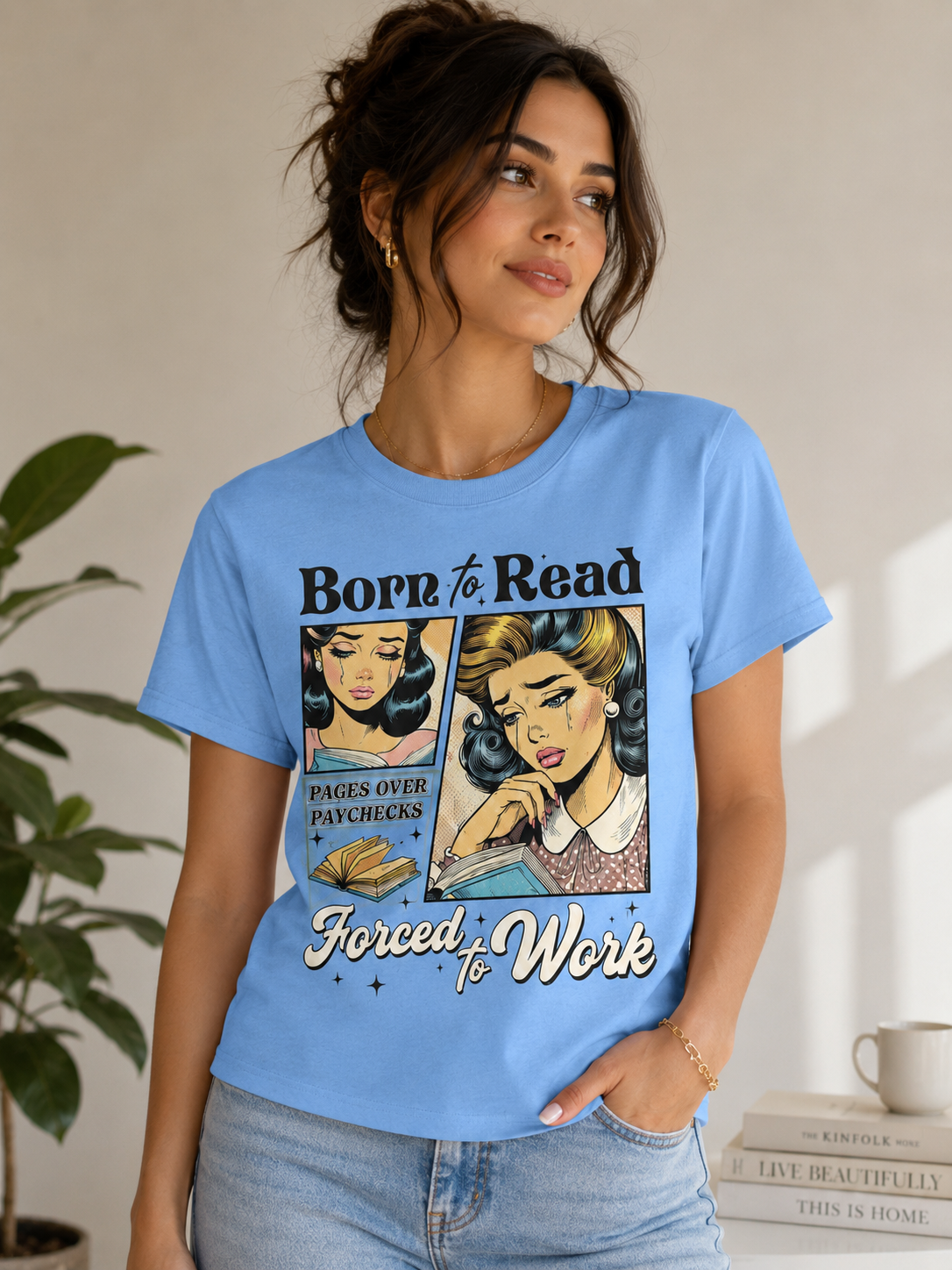 Born to Read Forced to Work Shirt | Funny Book Lover Tee