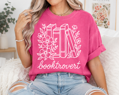 Booktrovert Shirt | Comfort Colors Crunchberry Tee