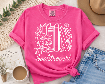 Booktrovert Shirt | Comfort Colors Crunchberry Tee