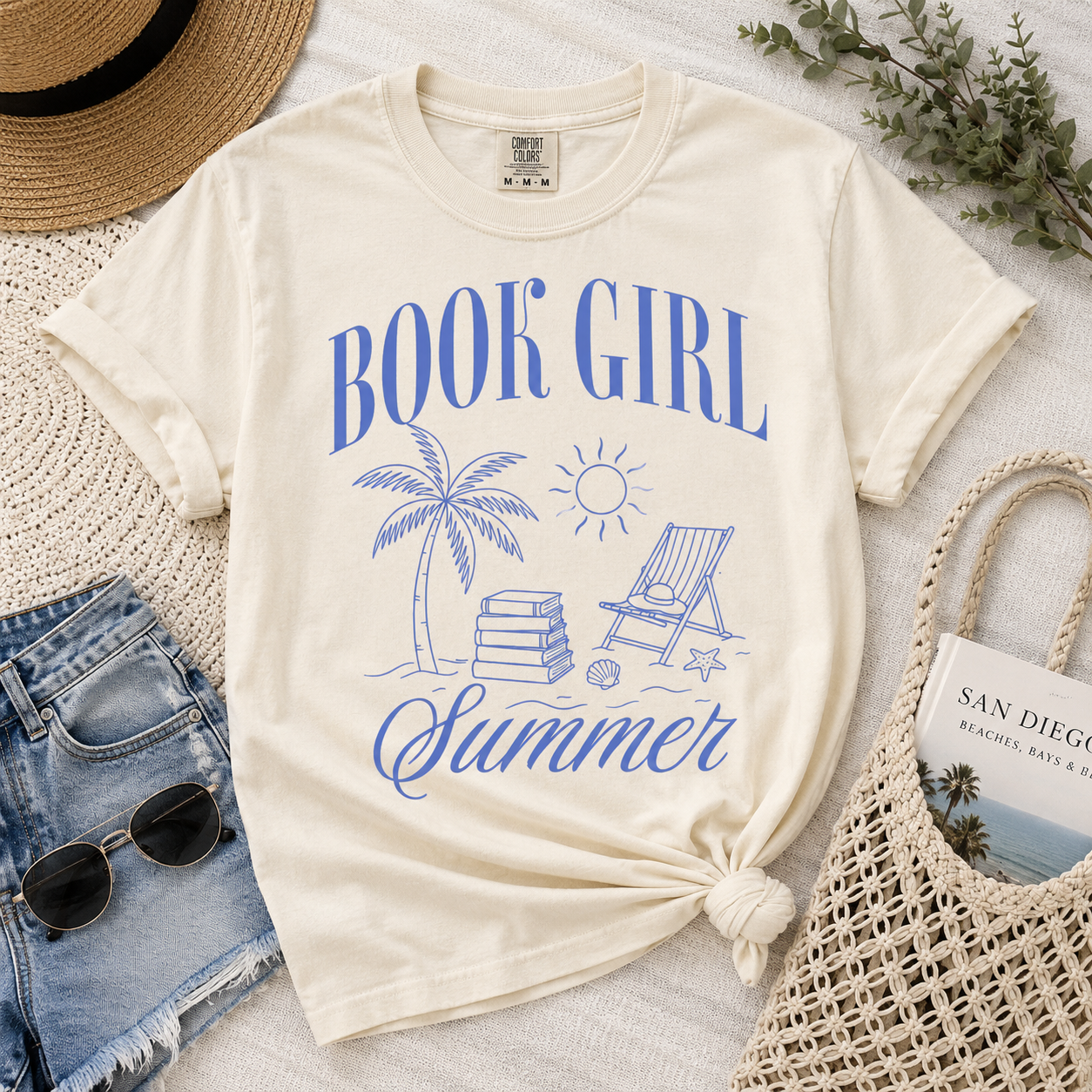 Book Girl Summer Graphic Tee | Beachy Book Lover Shirt