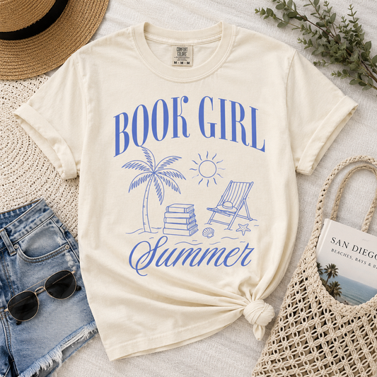 Book Girl Summer Graphic Tee | Beachy Book Lover Shirt